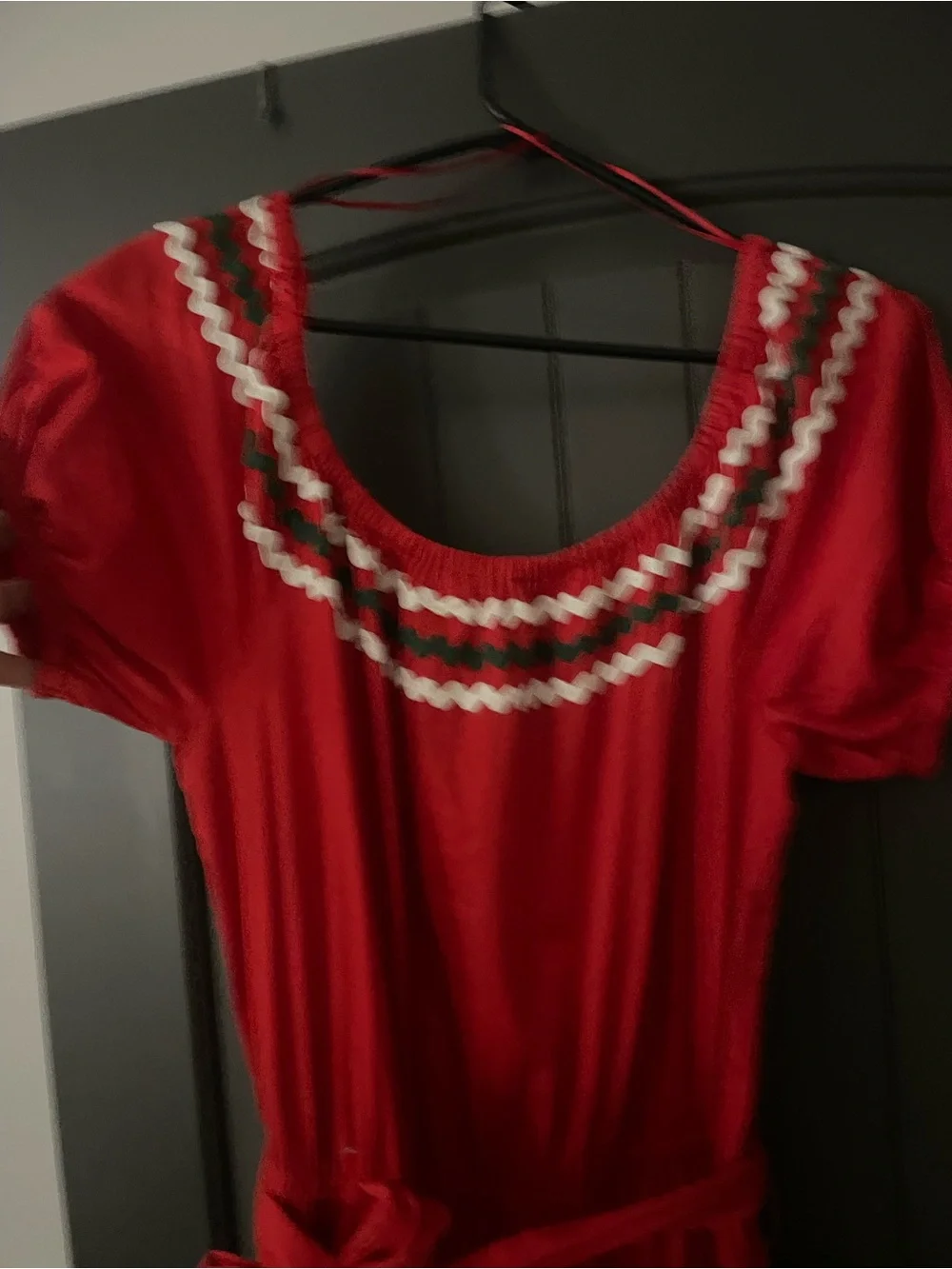 Tory Burch Red Midi Dress with White & green Trim